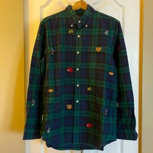Polo Ralph Lauren Men’s Classic Fit Shirt (Large) - Blue Green Check -Never Worn